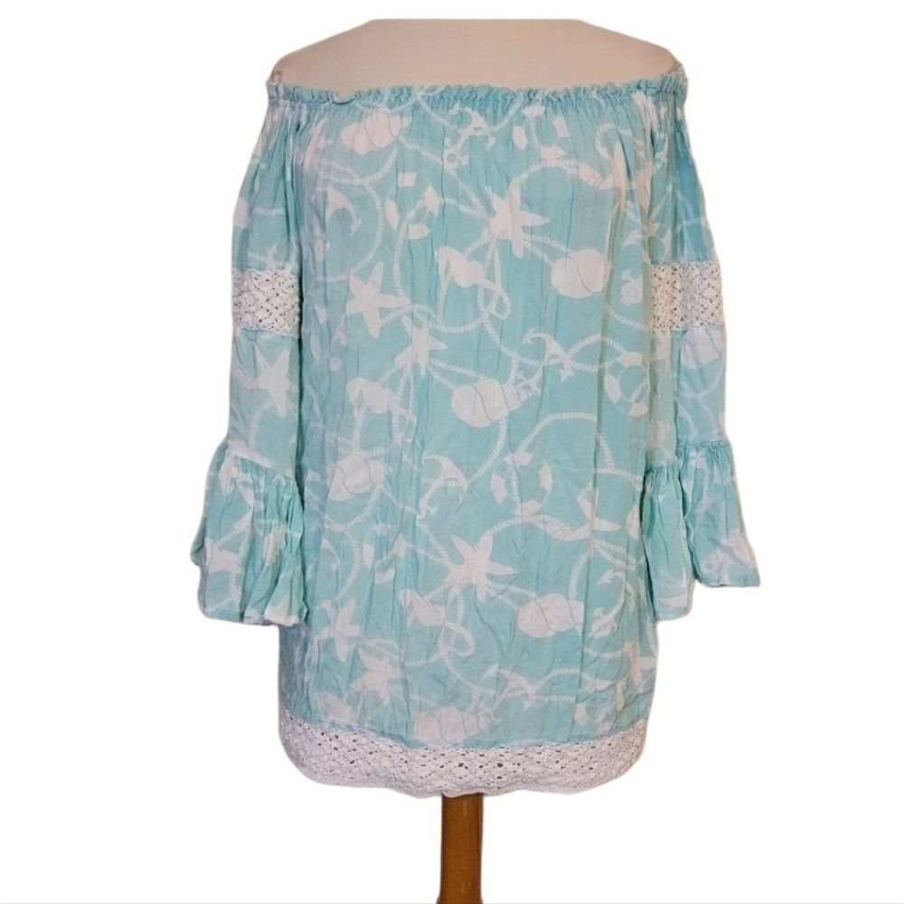 Macbeth collection off shoulder bell sleeve blouse by margaret joseph 